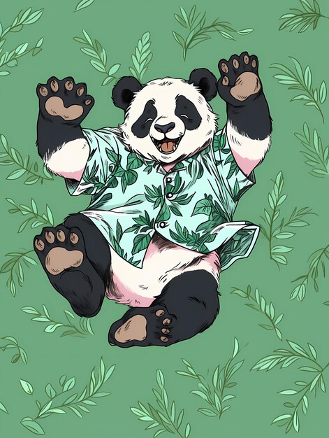 dessins colorés de panda mignonconception de personnage de pandapeintures décorativespandas de ferrania et bambou