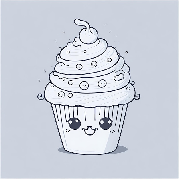 Photo des dessins de cupcake pour l'illustration d'un livre à colorier