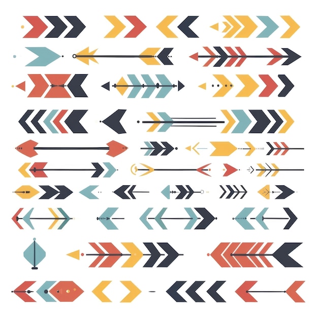 Photo des dessins de flèches vibrants et modernes dans un arrangement ludique de couleurs et de formes