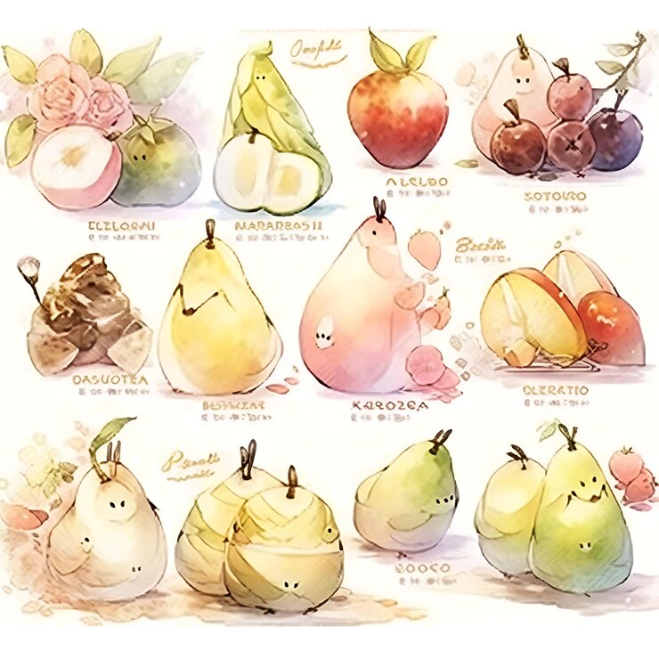Photo dessins de fruits à l'aquarelle captivants pour une expérience ludique et colorée