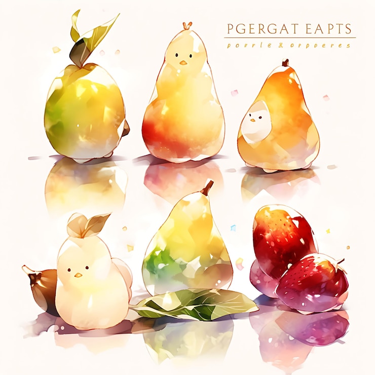 Photo dessins de fruits à l'aquarelle captivants pour une expérience ludique et colorée