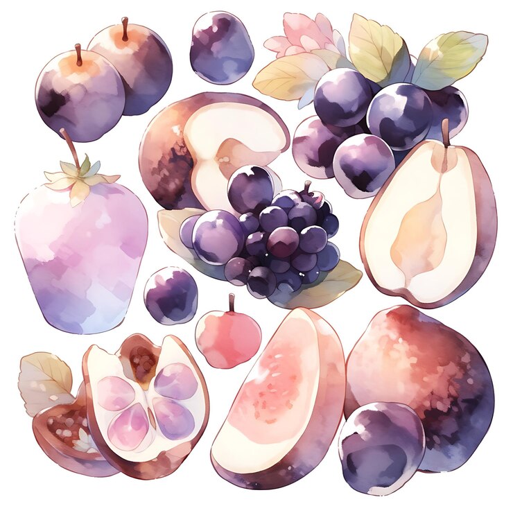 Photo dessins de fruits à l'aquarelle captivants pour une expérience ludique et colorée