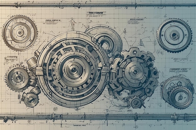 Des dessins d'ingénierie mécanique sans couture sur un fond clair