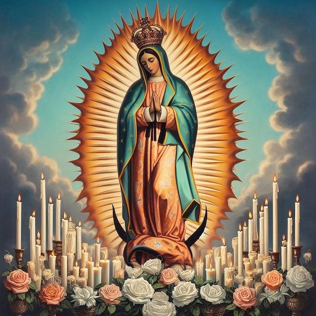 Des dessins avec la Mère de Dieu pour Da de la Virgen de Guadalupe et Sainte Rose de Lima