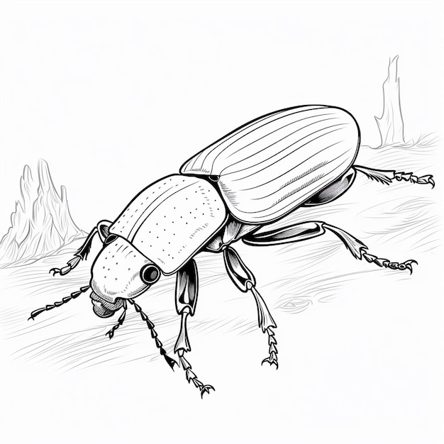 Photo des dessins mignons de coléoptères de pin dessinés à la main mignons livre de coloriage kawaii art de ligne