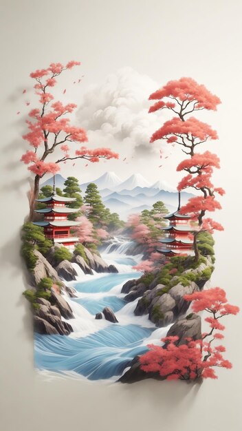 Dessins naturels japonais simples pour les chemises