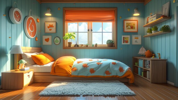 Des dessins réalistes dans le style de dessins animésStoryScenePapier peintArrière-planDesign de cartes pour enfants Little Kid39s Room