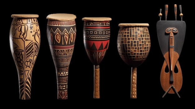 Photo dessins représentant des instruments de musique africains ou
