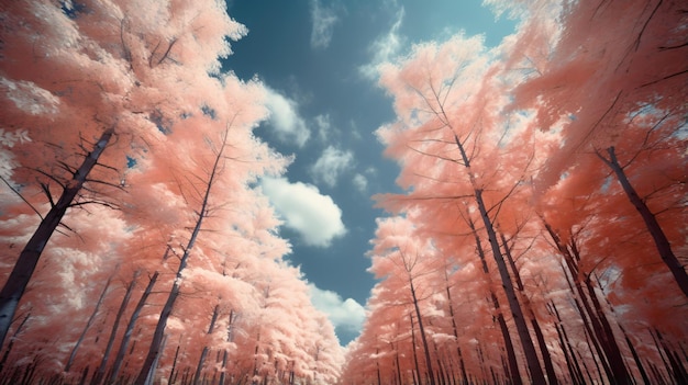 En dessous, une photo infrarouge d'un ciel incroyable avec des nuages.