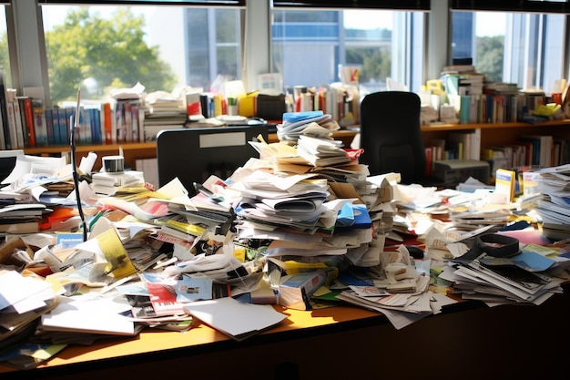 Photo le dessus du bureau est en désordre.