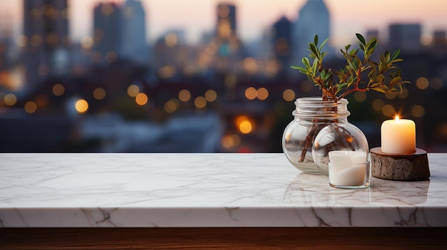 Dessus de table blanc Bureau de comptoir de table blanc vide