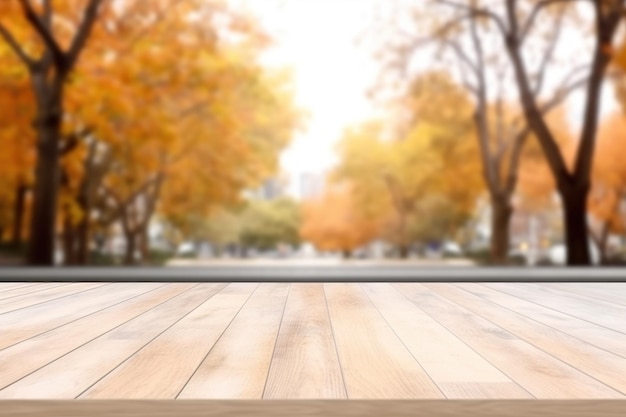 Dessus de table en bois blanc minimaliste avec fond de cuisine blanc flou généré par l'IA