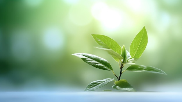 dessus de table en bois avec feuilles vert printemps comme cadre et espace libre pour le texte