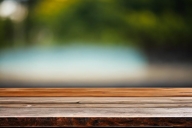 dessus de table en bois sur fond flou photo de haute qualité