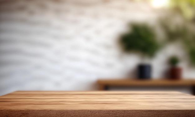 Photo dessus de table de texture en bois sur fond intérieur flou