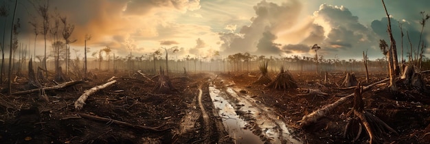 Photo destruction des forêts vierges pour faire place au développement industriel, mettant l'accent sur la perte irréversible de la biodiversité