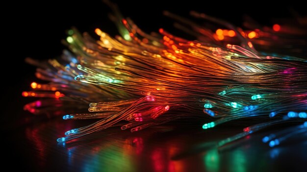 Détail du câble à fibre optique Generative Ai