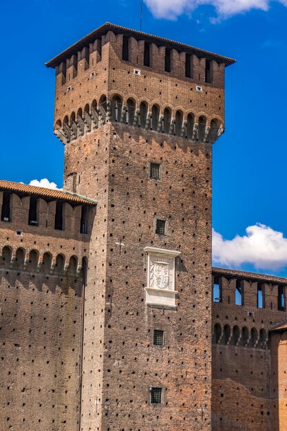 Détail du château des Sforza à Milan, Italie