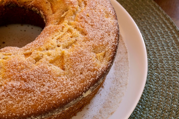 Détail du gâteau aux pommes fait maison