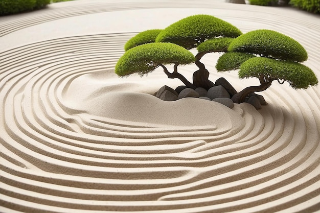 Détail du jardin de sable zen