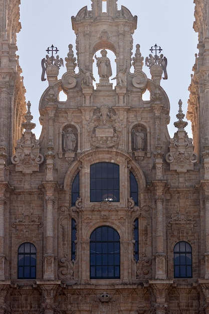 Détail de la façade principale de la cathédrale de Saint-Jacques-de-Compostelle.