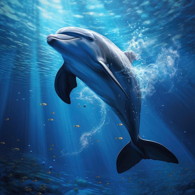 Détail de l'œil d'un dauphin en vous regardant depuis l'océan Technologie d'intelligence artificielle générative
