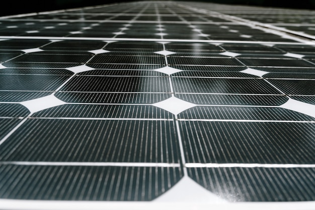 Détail et plan rapproché de panneau de batterie de cellule solaire