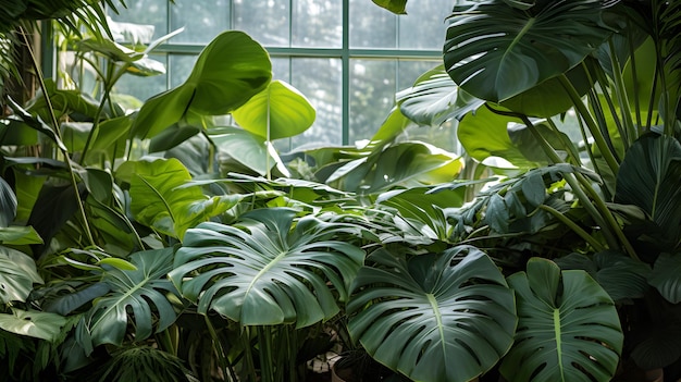 Le détail de la plante tropique dans une serre