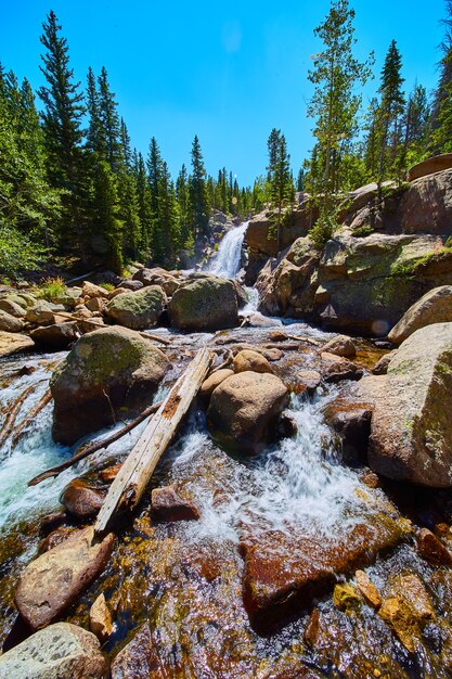 Détail de la rivière des rapides de la cascade et des rochers