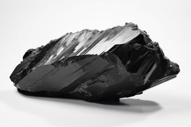 Détail d'une roche d'obsidienne noire et brillante