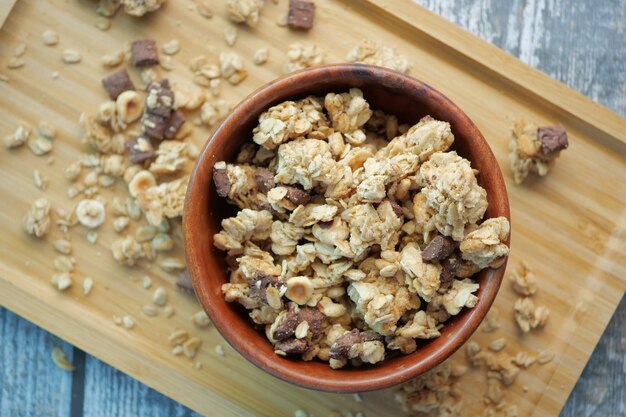 Detail shot de granola Musli dans un bol