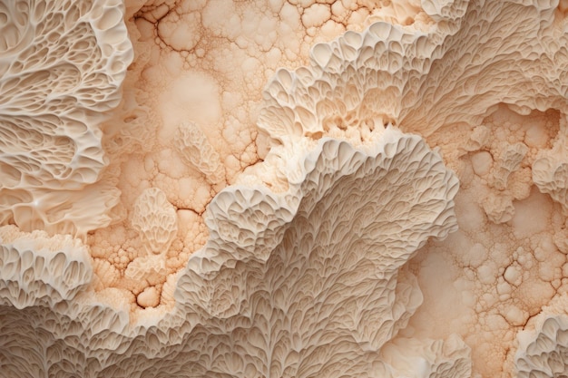 Détail de la texture minérale fossile de corail généré par l'IA