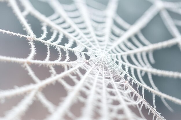 Le détail d'une toile d'araignée recouverte de gel