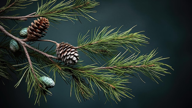 Détails de la brindille à feuilles persistantes