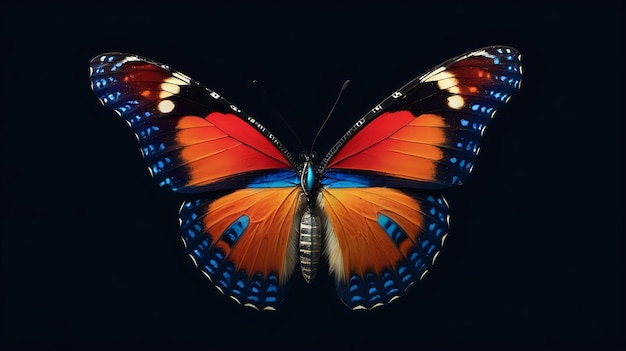 les détails complexes des ailes des papillons contre l'obscurité