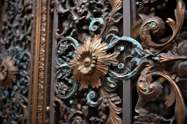 Des détails complexes d'une porte en fer vintage