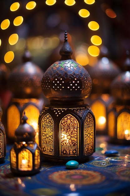 Les détails intricats de l'artisanat et des décorations sur le thème de Ramadant sont