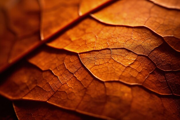 Détails macro des feuilles d'automne individuelles Textures uniques Veines et motifs