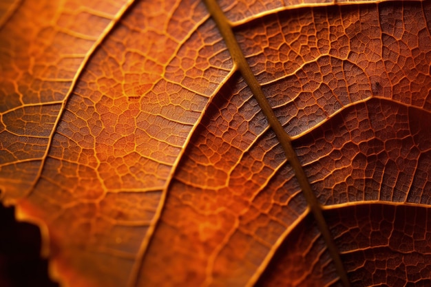 Détails macro des feuilles d'automne individuelles Textures uniques Veines et motifs
