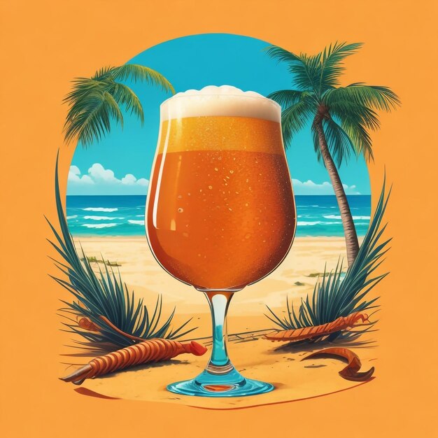 Des détails sur le verre de bière perdu sur la plage.