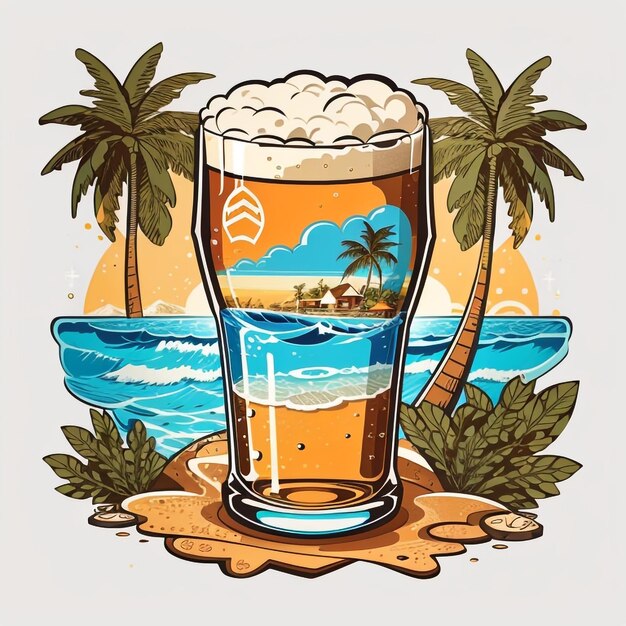 Des détails sur le verre de bière perdu sur la plage.