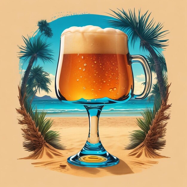 Des détails sur le verre de bière perdu sur la plage.