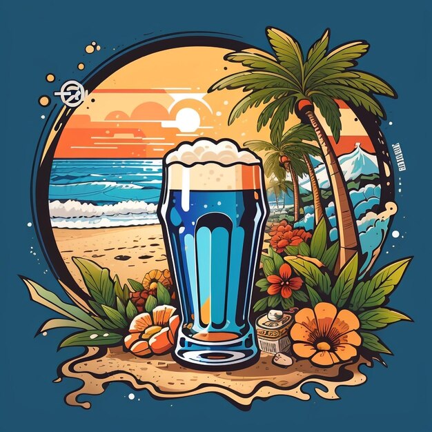 Des détails sur le verre de bière perdu sur la plage.