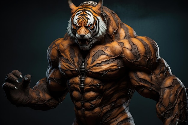 Déterminé Bodybuilding tigre mascotte muscle gym générer Ai