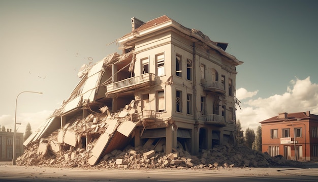 Détruit le tremblement de terre du bâtiment Generative Ai