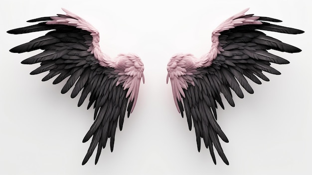 Deux ailes avec des ailes roses et noires qui disent " ailes "