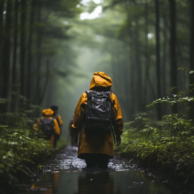 Photo deux amis en randonnée dans les montagnes