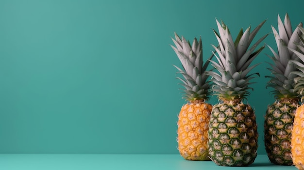 Deux ananas sur fond bleu