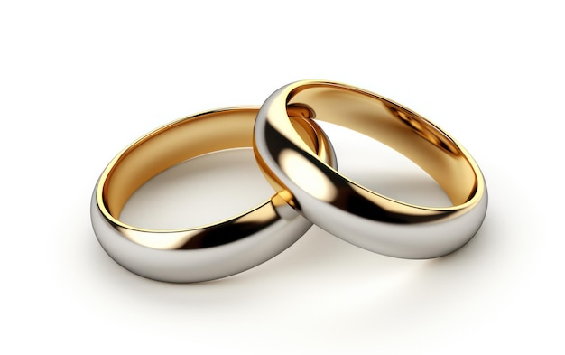 Deux bagues de mariage entrelacées symbolisant l'amour et le mariage