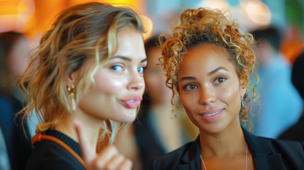 Photo deux belles jeunes femmes se tiennent côte à côte